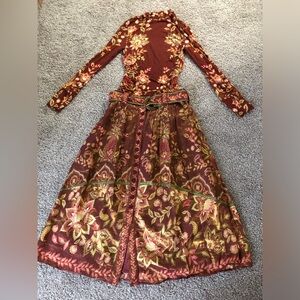 FARM Rio Floral Burgundy Skirt Set